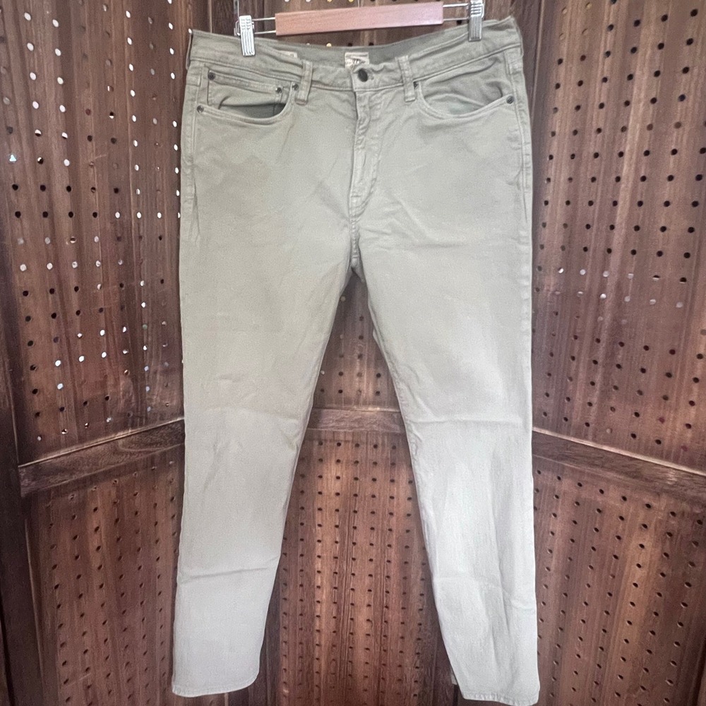 J. Crew Pale Olive Green 770 Straight Fit Stretch Jeans Men's 36x32